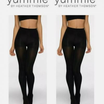 Yummie BY HEATHER THOMSON 2 PACK OPAQUE TIGHTS ( BLACK,LARGE ) NWT