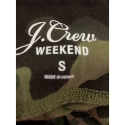 J Crew Weekend Size Small Women Green Camo leggings Media Pocket Athleisure