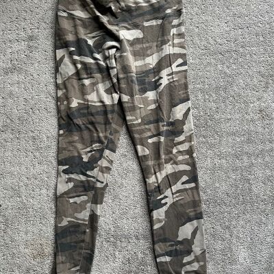 Express Women's Leggings Medium Mid Rise Brown Camo Stretch Ankle Workout Pants