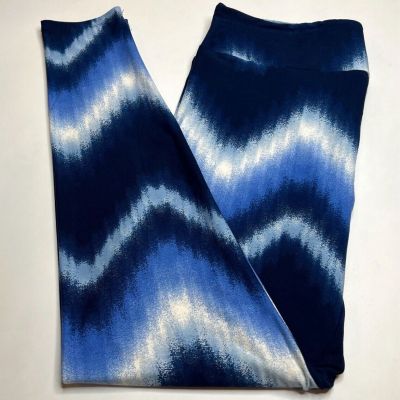 NEW LuLaRoe TC Leggings CHEVRON BLUE White IKAT Ombré Line Hippie Trendy Sexy