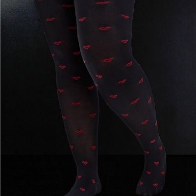 Torrid Betsey Johnson Tights Opaque Hearts Black Red NWT New 5/6