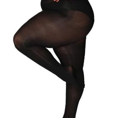 Queen Plus Size Tights Semi Opaque Control 3X-Large-4X-Large 1 Pair - Black