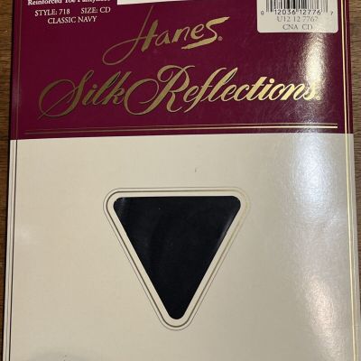 Vintage Hanes Silk Reflections  Control Top 718 CD Classic Navy Pantyhose