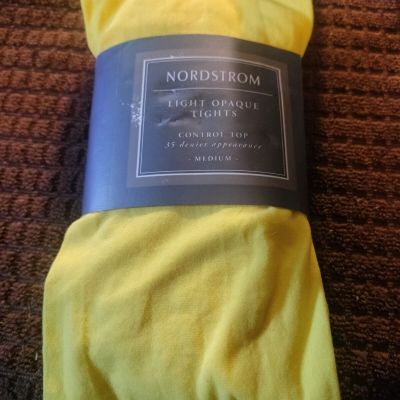 NORDSTROM MICROFIBER TIGHTS YELLOW WOMENS MEDIUM HEIGHT 5'2-5'8 BRAND NEW