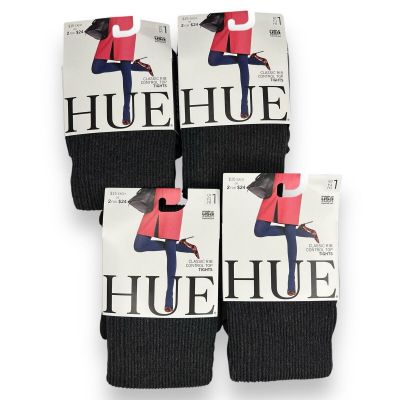 HUE Womens Classic Rib Control Top Tights Size 1 Graphite Heather 4 Pairs New