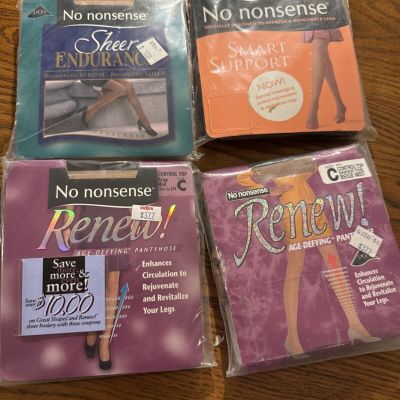 no nonsense 2 renew 1 Sheer Endurance pantyhose size C various colors lot of 4