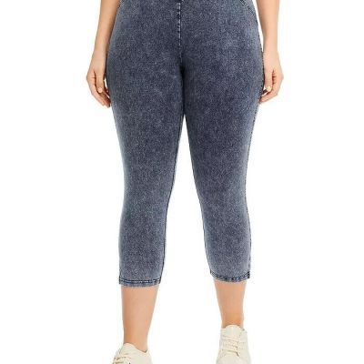 MARC NEW YORK Womens Performance Plus Acid-wash Cropped Leggings In Navy Size M