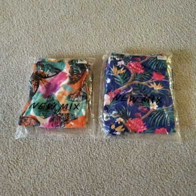 New Mix leggings Lot of3 Plus SZ tall ankle bright color butterflies and flowers