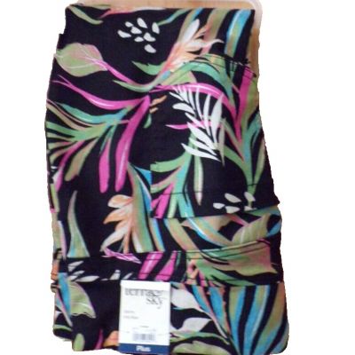 Black Tropical Skinny Mid-Rise Jegging~PLUS Size 1X (16W-18W)~New W/Tags