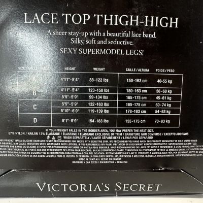 Victoria’s Secret Lace Top Thigh-High Stockings Nylons Size A Black  NIP New