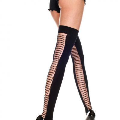 sexy MUSIC LEGS criss-cross STRAPS strappy CUTOUT backs THIGH highs HI stockings