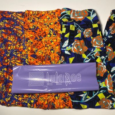 LuLaRoe 3 Pairs Long & Curvy One Size Multicolor Ankle Buttery Soft Leggings