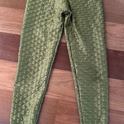 Muscle Sisters Collection Leggings Womens Size M Moss Green Stretch Skinny