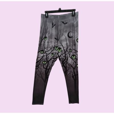 Scary Pumpkin Allover Print Hot Topic Grunge Leggings Stretch Goth Women Size 1X