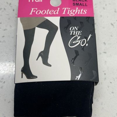 On The Go FOOTED TIGHTS size S BLACK 90perc Nylon 10perc Spandex NWT!