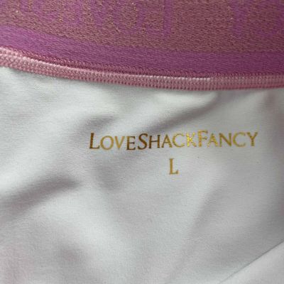 Loveshackfancy Lunette Leggings Floral / Baby pink w Gold Lettering   Size Large