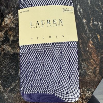 Ralph Lauren amethyst fishnet Tights  microfiber Italy Size B NEW