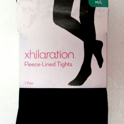 NEW XHILARATION WOMENS SIZE M/L EBONY BLACK FLEECE LINED TIGHTS