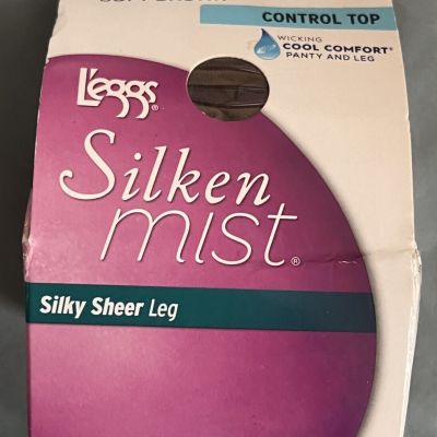 New L'eggs Silken Mist~Control Top Pantyhose~Silky Sheer Leg~Soft Brown~B-Medium