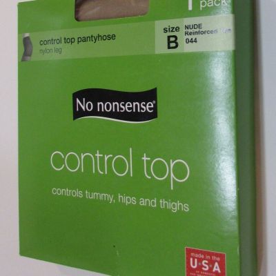 1 Pair New Sealed No Nonsense Control Top Nude Reinforced Toe Pantyhose Sz B 044
