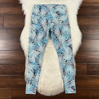 Glyder Women's Size Large Blue Palm Leaf Print Leggings Pant