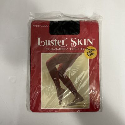 Vintage 80's Luster Skin SHIMMERY TIGHTS Black Footless Size?  New