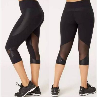 NWT Sweety Betty Black Power Mesh Crop Workout Leggings Small