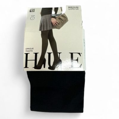 Hue Black Opaque Tights Non Control Top Size 1 One Pair