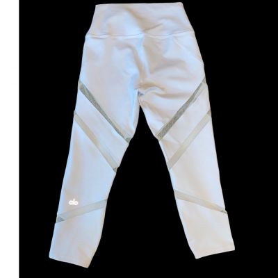 NWOT Alo Yoga $105 High Rise Mesh Capri Leggings White Women's Size XS