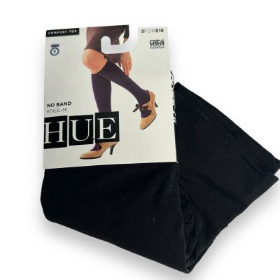 Hue No Band Knee Hi Sock Black Womens Size 1 New 1 Pair