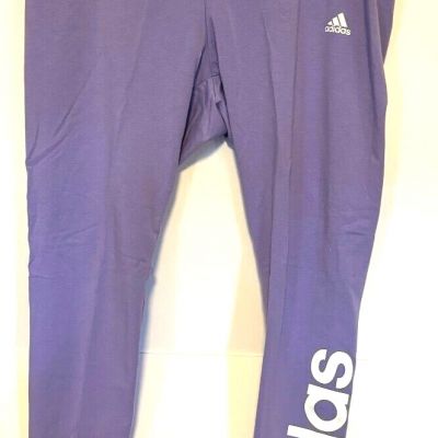 NEW Adidas Womens Plus Tight Fit Leggings High Rise Size 2X Purple/White NWT