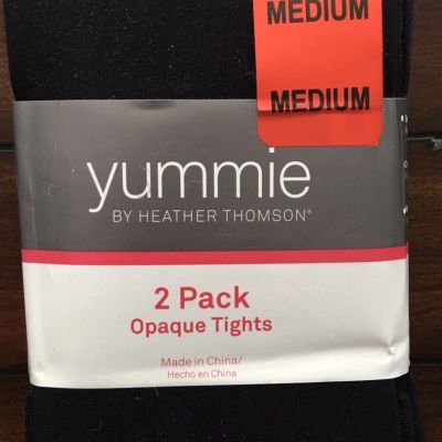 BEW 2 Pack Ladies Thick Opaque Black Tights Medium M Med 8 9 10 12 Yummie SOFT