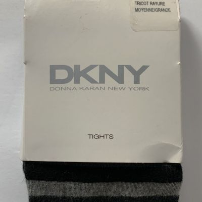 DKNY Sweater Stripe TIGHTS Medium/Tall NEW Gray/Black Carbon Combo Womens