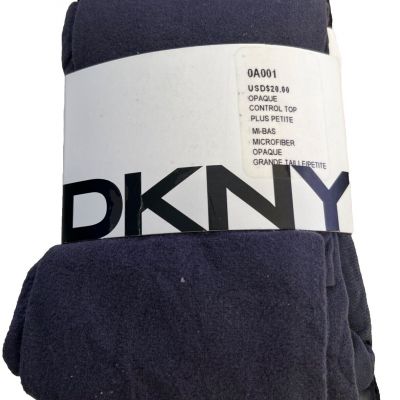 DKNY 2 Pack Opaque Tights w/CT Grey  Black, Plus Petite (4'11