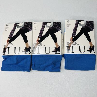 HUE Super Opaque Footless Tights Iris Control Top Womens Size 1 New 3 Pair