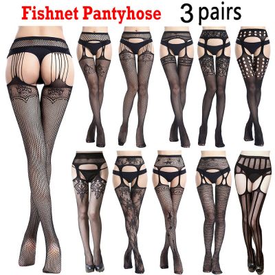 Cytherea 3 pairs Ladies Sexy Lace Pantyhose Tights fishnet Stockings Oversized