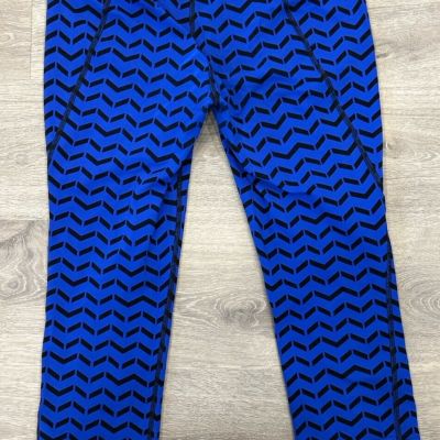 Lucy  Leggings Size Medium Blue Power Max Chevron Style Lycra & Elasthanne