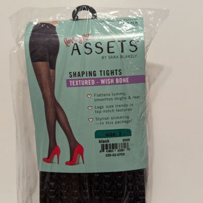 Spanx Love your Assets NWT Size 3 Black Wishbone Textured Shaping Tights Hosiery
